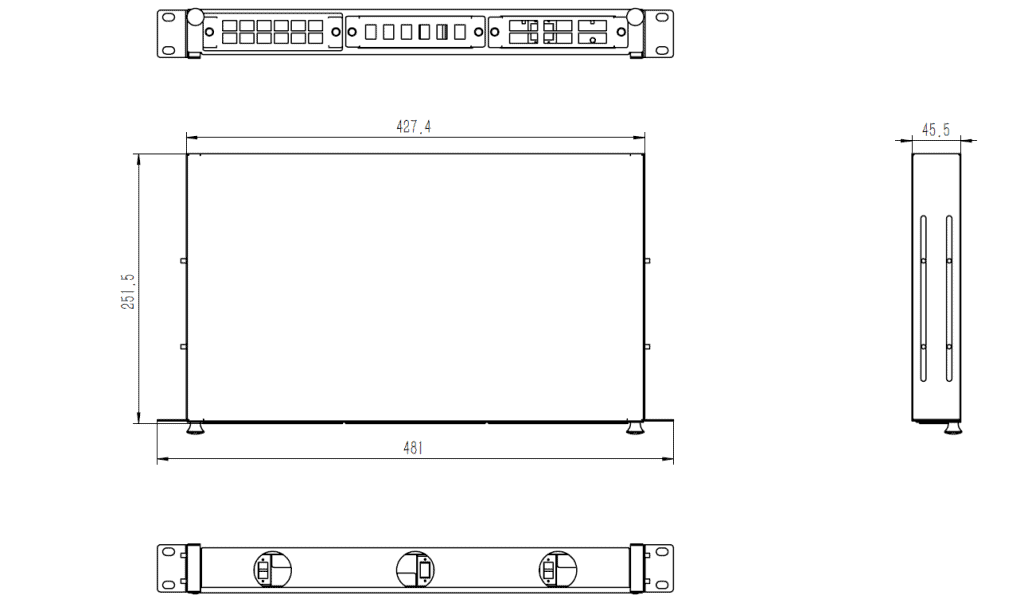FHD 1U 72F MPO&MTP-LC Slide Rail Rack mount patch panel
