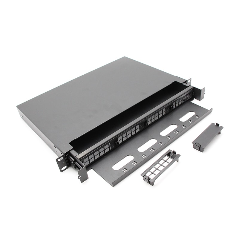 1RU 19‘ Patch panel- 4 Plastic FAP Slide Rail Design