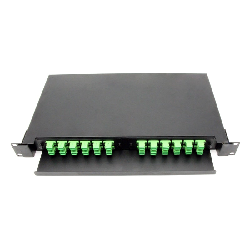 24 ports SC APC 19‘ 1RU Patch panel- 2 Metal FAP Slide Rail Design