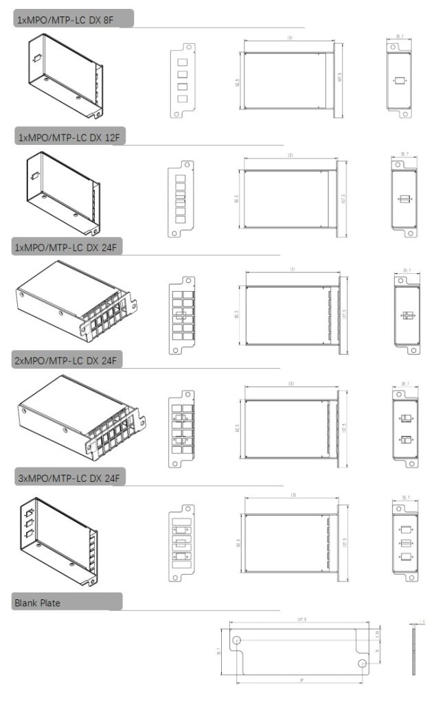 FHD 1U-4U 96-240F Full cover MPO&MTP-LC Fixed rack mount Patch panel